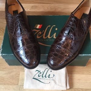 Zelli Genuine Crocodile Cap Toe Shoes